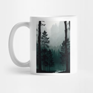 Tall Pine Forest in the Fog Mug